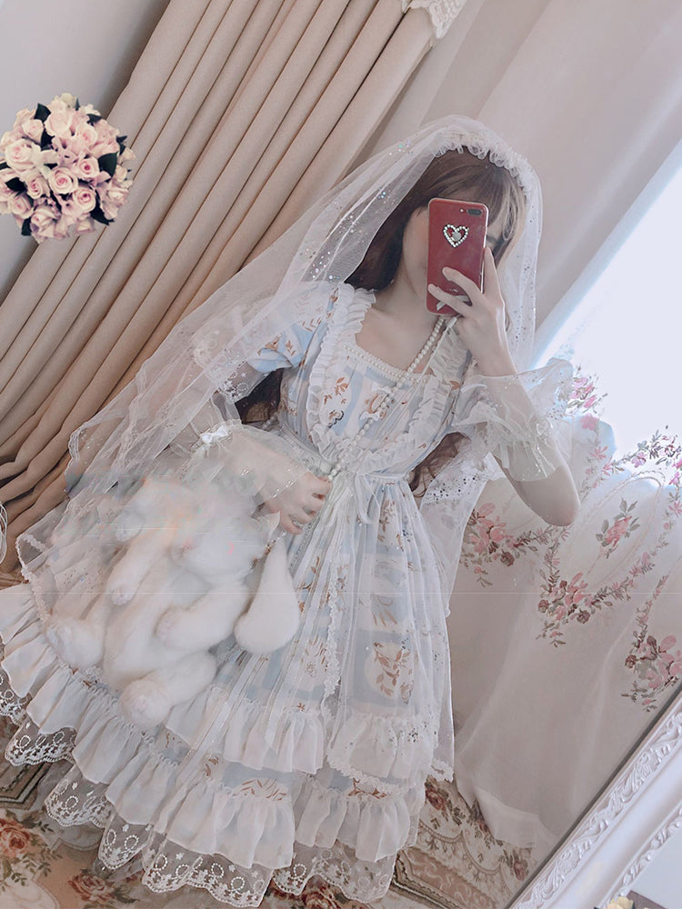 Original Sweet Lolita Printed Princess Court Skirt AGD217