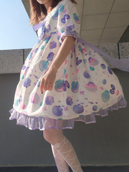 Shell Print Lolita Dress Gradient Design Japan Style Dress AGD224