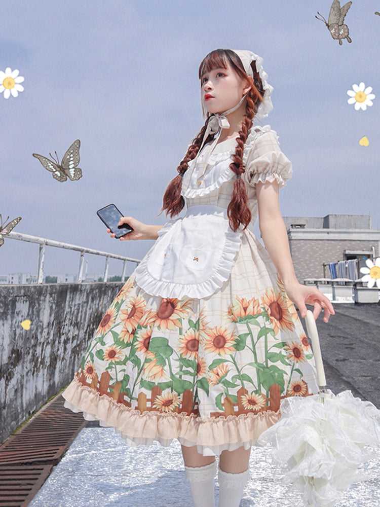 Original Lolita Dress Sunflower Printed Princesee Dress AGD234