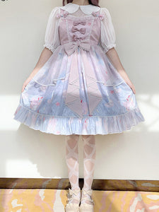 Original Lolita Dress Cat Mermaid Printed Gradient Dress AGD239