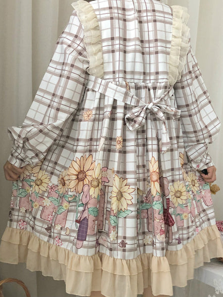Original Lolita Dress Daily Cute Bear Princess Cotton Dress AGD245
