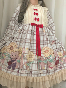 Original Lolita Dress Daily Cute Bear Princess Cotton Dress AGD245