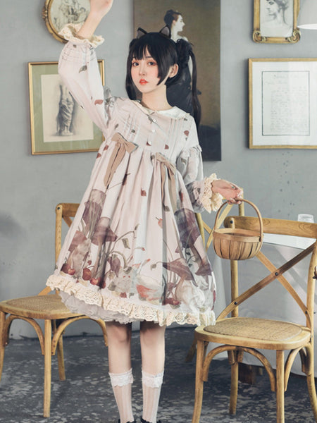Original Lolita Long Sleeve Gothic Princess Cotton Lolita Dress AGD268