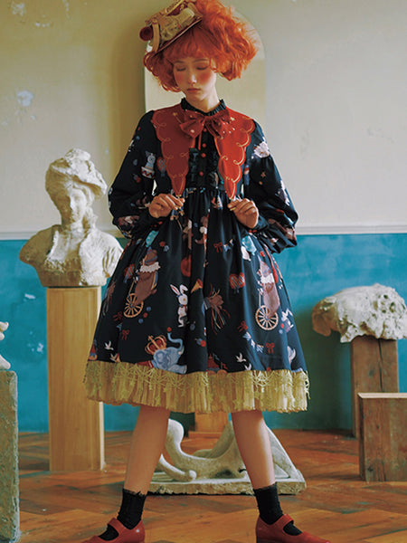 Retro Circus Gothic Dress Princess Cotton Cute Lolita Dress AGD276