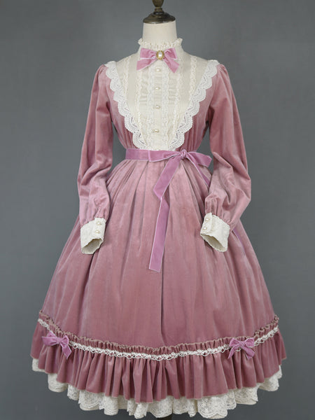 Retro Elegance Velvet Dress Princess Lolita Dress AGD284