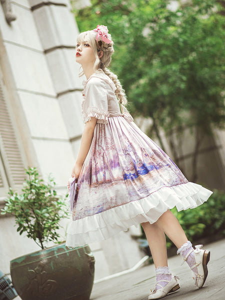 Paintings Dress Original Lolita Dress Short-sleeve Japan Style Princess Dress AGD285