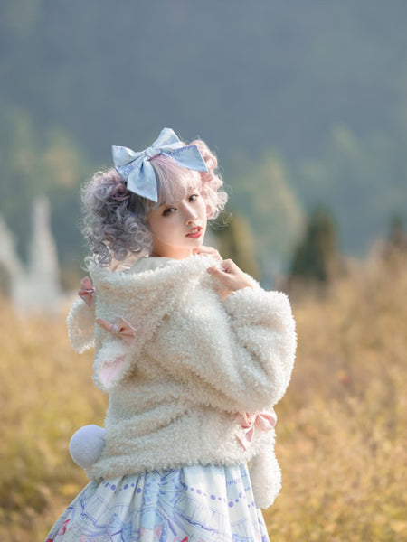 Floppy Rabbit Ears and Fluffy Tails Lolita Cape With Dress AGD286