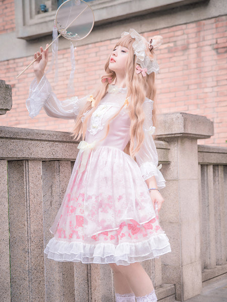 Original Lolita Dress Sakura Dress Long Sleeve Pink Princess Dress AGD297