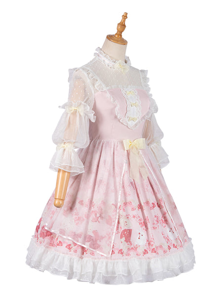 Original Lolita Dress Sakura Dress Long Sleeve Pink Princess Dress AGD297