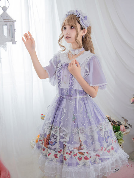 Original Lolita Animal's Flower Meet One Piece Full Set Dress AGD298