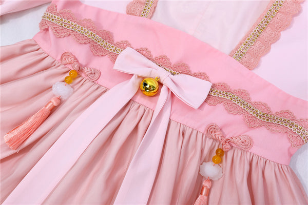 New Year Lolita Dress Full Set Gothic Princess Pink Dress AGD299