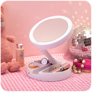 Foldaway Mirror The Lighted Double Sided Vanity Mirror 10x Magnification  As Seen on TV AGR001