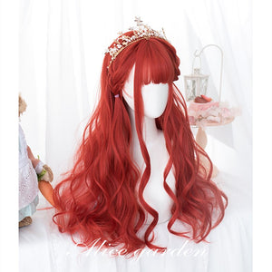 Alicegardens Red Long Curly Synthetic Lolita Wig  AG0262