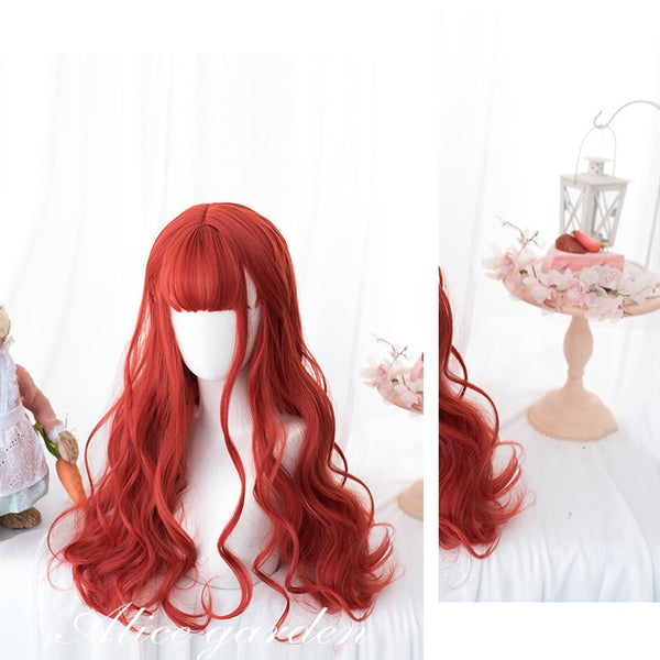 Alicegardens Red Long Curly Synthetic Lolita Wig  AG0262