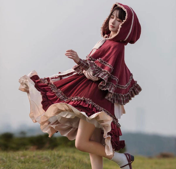 Alicegardens Red Riding Hood Long Sleeves Lolita Dress OP AG0246