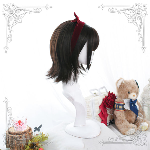 Brown-black Short Synthetic Lolita Wig by ALICE0122