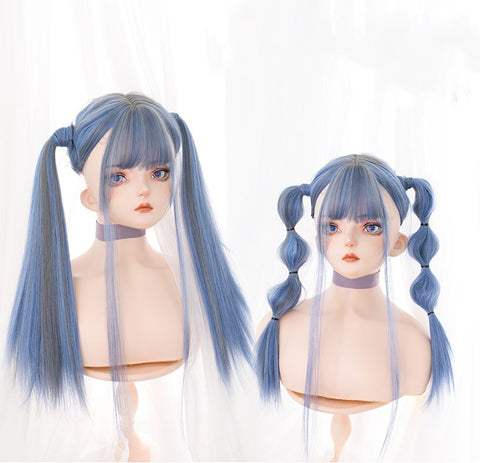 Blue-gray Long Straight Synthetic Lolita Wig  ALICE0014