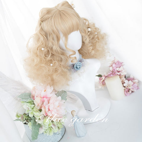 Alicegardens  Gold Short Doll Curly Synthetic Lolita Wig AG0261