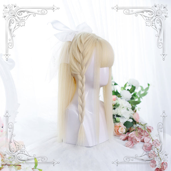 Creamy Blonde Long Straight Synthetic Lolita Wig ALICE0107