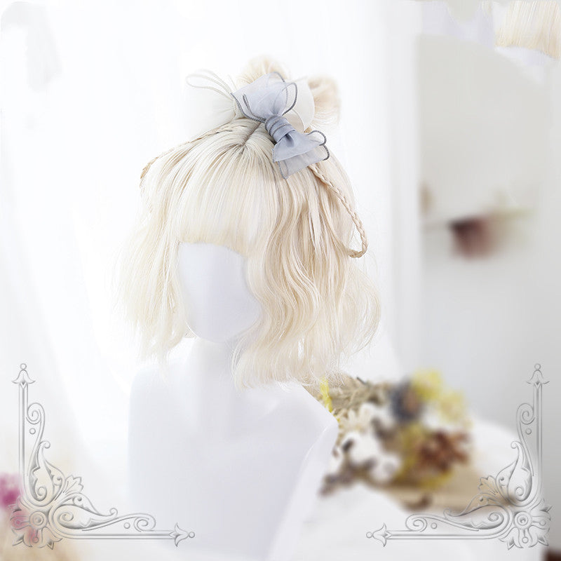 Iris Creamy White Air Bangs Short Curly Synthetic Lolita Wig  ALICE0077