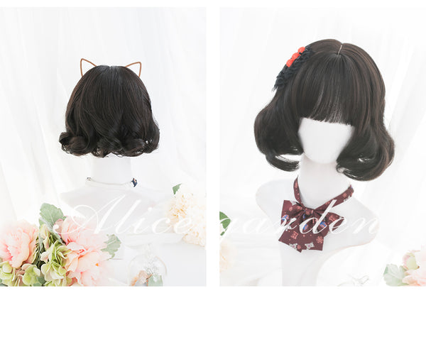 Alicegardens  Black Short Curly Synthetic Lolita Wig ALICE0006