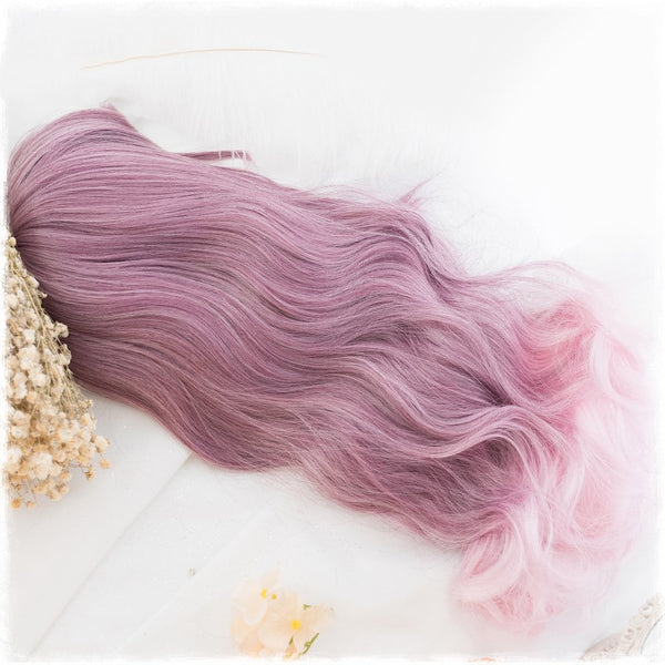 Alicegardens Lolita Purple Gradient Light Pink Wave Curly Wig AG0232