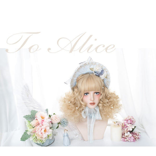 Alicegardens  Gold Short Doll Curly Synthetic Lolita Wig AG0261