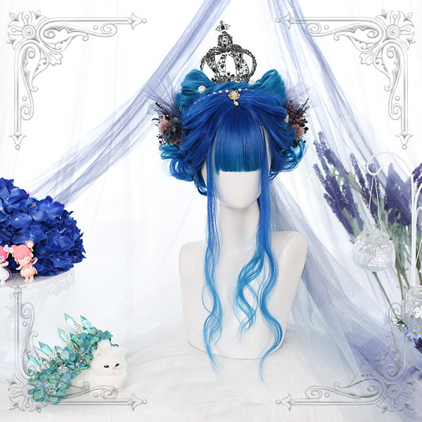 Blue Gradient Egg Roll Long Curly Synthetic Lolita Wig ALICE0129