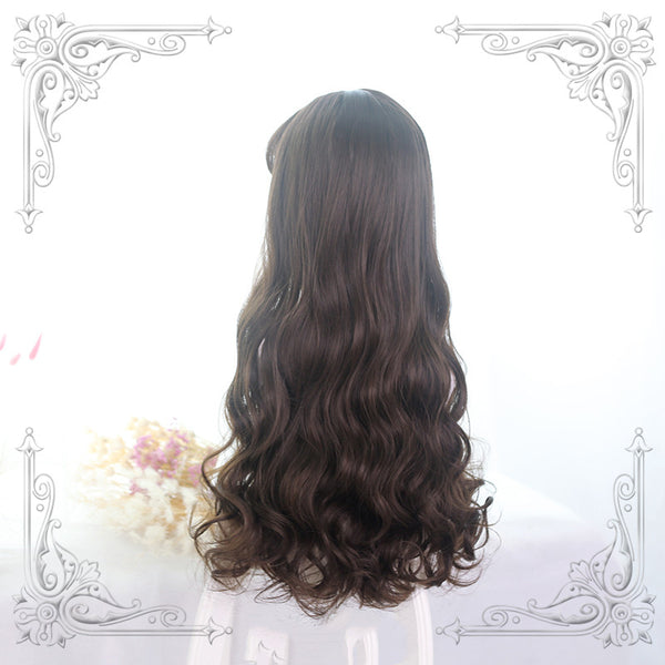 Brown Air Bangs Long Wavy Curly Synthetic Lolita Wig ALICE0125