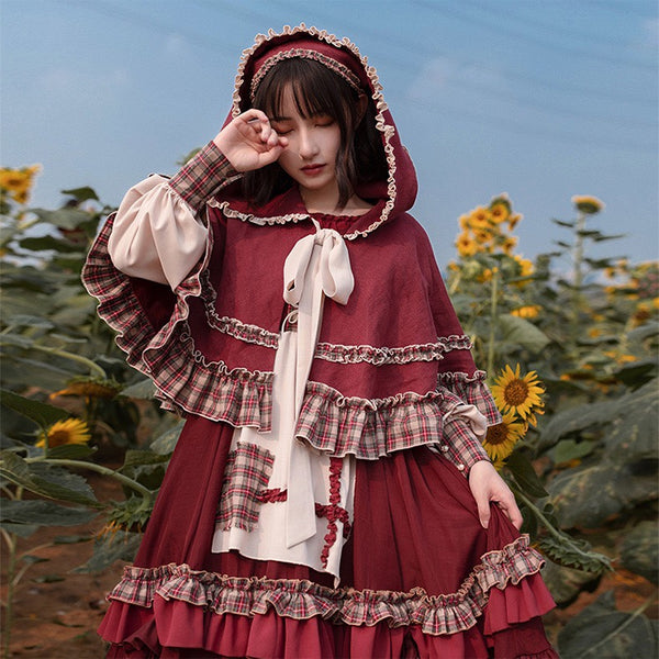 Alicegardens Red Riding Hood Long Sleeves Lolita Dress OP AG0246