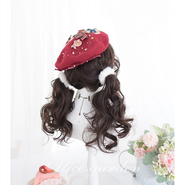 Alicegardens  Chestnut Brown Double Ponytail Long Curly Synthetic Lolita Wig ALICE0008