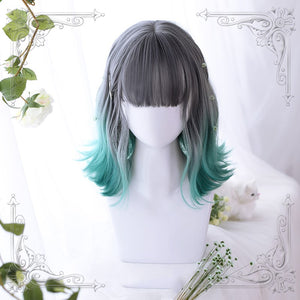 Summer Green Ombre Shoulder-length Synthetic Wig