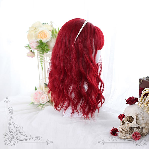 Red Mid-length Water Ripple Synthetic Lolita Wig ALICE0040