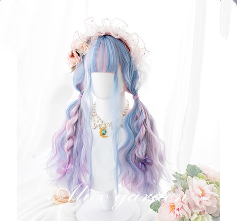 Candy Color Long Double Ponytail Curly Synthetic Lolita Wig  ALICE0017