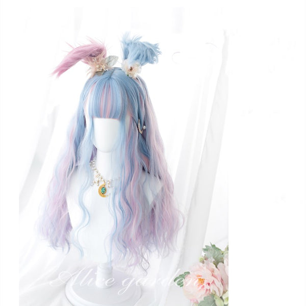 Candy Color Long Double Ponytail Curly Synthetic Lolita Wig  ALICE0017