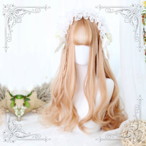 Coral Tea Air Bangs Long Big Curly Synthetic Lolita Wig  ALICE0108