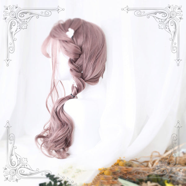 Dolles Gray Pink Air Bangs Long Curly Synthetic Lolita Wig ALICE0100