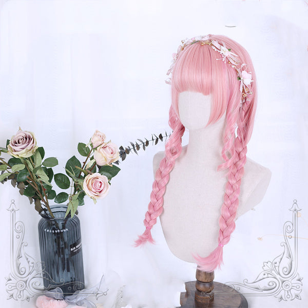 Pink Long Roman Curly Synthetic Lolita Wig ALICE0045