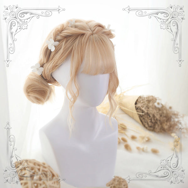 Jycelin Water Ripple Short Curly Synthetic Lolita Wig and Two Buns ALICE0072