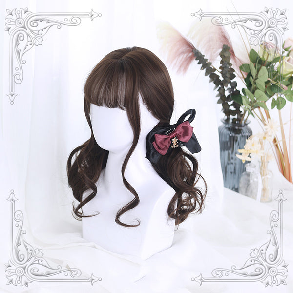 Dark Brown Mid-length Big Curly Synthetic Lolita Wig  ALICE0104