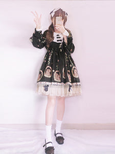 Gothic Lolita Long Sleeve Print Bud Dress AGD006