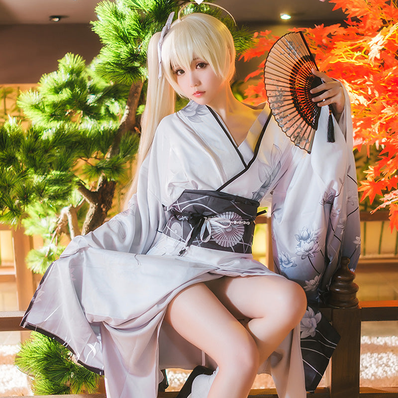 Japanese Yukata Kimono Haruka Kasugano Cosplay Costume HF002